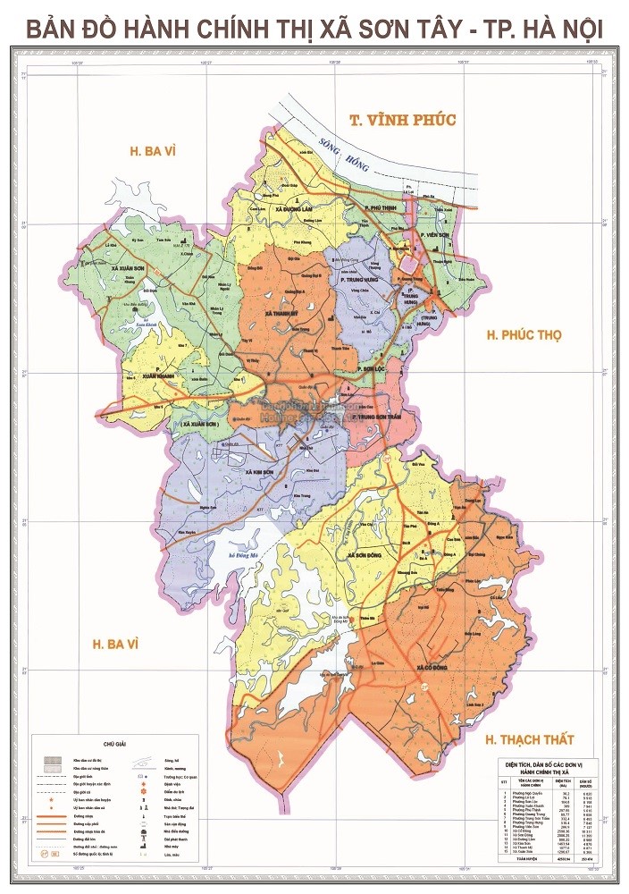 Bản đồ hành chính Sơn Tây