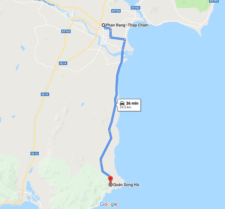Bản đồ đường đi Mũi Dinh