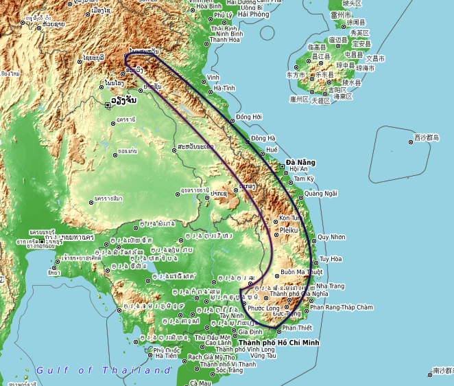Bản đồ dãy Trường Sơn