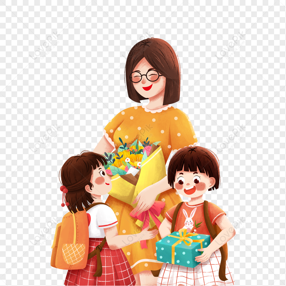 Học sinh tặng hoa thầy cô